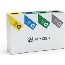 4’lü Sıfır Atık Kutusu (SAK-110) – Metal Geri Dönüşüm Ünitesi | Hey Çelik
