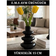 E.M.S Siyah Renk Bubble Vazo Modern Saksı Dekoratif Vazo Saksı 15 x 10 Cm.