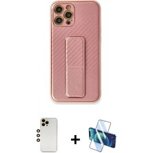 Pileli Store Pilelistore™ iPhone 12 Pro Kılıf Yörünge Yansıma - Siyah 3D Antistatik Cam Ekran Koruyucu + Shine Kamera Lens - Gd