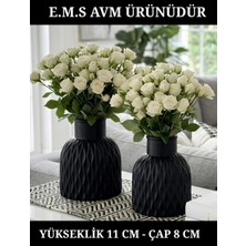 E.M.S 2 Adet Siyah Renk Dalga Desenli Vazo Dekoratif Vazo Yapay Kuru Çiçek Vazosu.