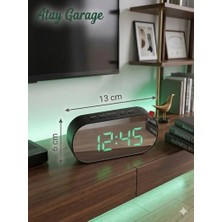 Atay Garage Aynalı Dijital Masa Saati - Yeşil LED Ekranlı, Alarmlı Modern Masaüstü Saat