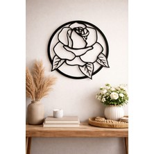 Bel&Co Home 3mm Siyah Mdf Gül Duvar Dekoru 40X40 cm Lazer Kesim Modern Duvar Süsü Çift Taraflı Bantlı