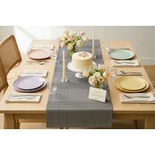 Bs Home Jasmin Keten Bohem Şık Masa Örtüsü  Runner 35X150 cm