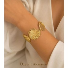 Özçivit Aksesuar Deniz Kabuğu Kelepçe Gold Bileklik Ayarlanabilir