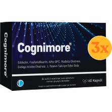 Cognimore 60 Bitkisel Kapsül Sitikolin Fosfatidilserin Alpha-Gpc Rhodiola Gingko Biloba L-Teanin - 3 Adet (Toplam 180 Kapsül) - Dezenfektan Hediyeli (%72 Alkol)