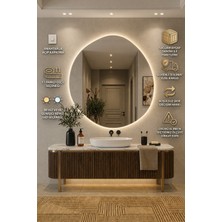 Cg Home Arya Asimetrik Ledli Ayna  Modern Banyo Aynası Şık Tasarım Konsol Aynası Dekoratif Duvar Aynası Beyaz Günışığı LED