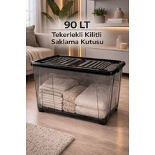 Loremp 90 Lt Kilitli Tekerlekli Saklama Kutusu Antrasit 1 Adet Depolama Düzenleyici