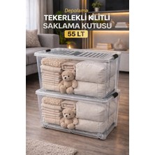 Loremp 55 Lt Saklama Kutusu Kilitli Tekerlekli 2 Adet Organizer