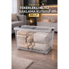 Loremp 55 Lt 1 Adet Saklama Kutusu Kilitli Tekerlekli Depolama Düzenleme