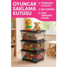 Loremp 90 Lt Saklama Kutusu Kilitli Tekerlekli 3 Adet Düzenleyici
