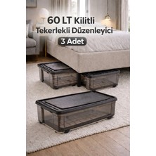 Loremp 60 Lt Tekerlekli Kilitli 3 Adet Saklama Kutusu Depolama Düzenleyici