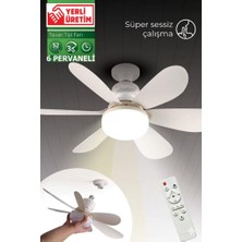 Abnturk Işıklı ve Uzaktan Kumandalı Tavan Vantilatörü Süper Sessiz Çalışan 6 Pervaneli Tavan Fanı Çok Fonksiyonlu LED Işıklı Uzaktan Kumanda ile Hız ve Işık Ayarlı Salon Yatak Odası Ofis Tavan Tipi Vantilatör