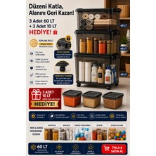 Loremp 3’lü 60 Lt Tekerlekli Saklama Kutusu + 3 Adet 10 Lt Hediye Kilitli Kapak Şeffaf Kutu