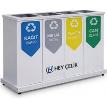4 Lü Sıfır Atık Geri Dönüşüm Ünitesi (GD-218) – Kurumsal Metal Atık Ayrıştırma Sistemi | Hey Çelik