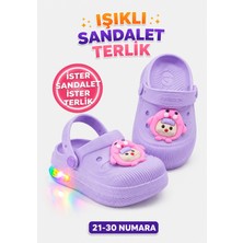 papucumun dünyası Çocuk Cross Eva Işıklı  Hafif Günlük Havuz Kreş Kumsal Kullanışlı Terlik