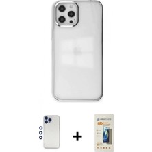 Pileli Store Pilelistore™ iPhone 12 Pro Max Kılıf Doruk Doku Prime - Siyah 6d Mat Seramik Hayalet Nano Ekran Koruyucu + Shine Kamera Lens - Lt