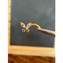 Aida Jewelss Yüksek Kalite G23 Titanium Kelebek Zirkon 6x0.8mm Altın Titanyum Hızma Piercing