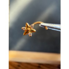 Aida Jewelss Yüksek Kalite G23 Titanium Üç Taş Zirkon 6x0.8mm Altın Titanyum Hızma Piercing
