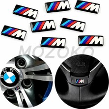 MOZOKO Kendinden Yapışkanlı Bmw M Logolu 16X9 mm Damla Baskılı Jant Direksiyon Sticker 8 Adet