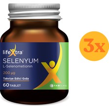 Lifextra Selenyum 60 Tablet - 3 Adet (Toplam 180 Tablet) - Dezenfektan Hediyeli (%72 Alkol)