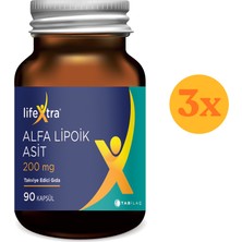 Lifextra Alfa Lipoik Asit 90 Kapsül - 3 Adet (Toplam 270 Kapsül) - Dezenfektan Hediyeli (%72 Alkol)
