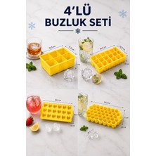 CKM Silikon 4'lü Silikon Buzluk Kalıbı Seti Sarı Renk