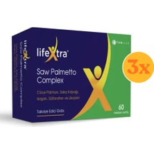 Lifextra Saw Palmetto Complex 60 Yumuşak Kapsül - 3 Adet (Toplam 180 Kapsül) - Dezenfektan Hediyeli (%72 Alkol)