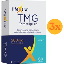 Lifextra Trimetilglisin 60 Kapsül - 3 Adet (Toplam 180 Kapsül) - Dezenfektan Hediyeli (%72 Alkol)