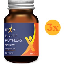 Lifextra B-Aktif Kompleks 60 Bitkisel Kapsül Metilkobalamin Metilfolat P5P R5P Inositol Biotin - 3 Adet (Toplam 180 Kapsül) - Dezenfektan Hediyeli (%72 Alkol)