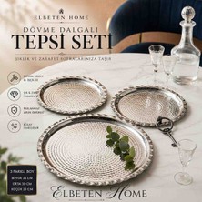 Elbeten Home Üçlü  Dalgalı Dövme Tepsi Seti