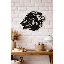 Bel&Co Home Aslan Figürlü Siyah Mdf Duvar Dekoru 40X33 cm – Lazer Kesim Modern Duvar Süsü