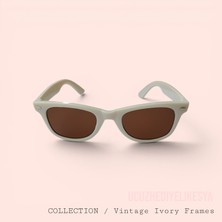 Ucuz Hediyelik Eşya Kadın Krem Çerçeveli Kahverengi Camlı Güneş Gözlüğü - Vintage Ivory Frames Collection