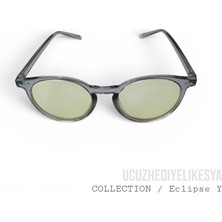 Ucuz Hediyelik Eşya Unisex Şeffaf Gri Çerçeveli Sarı Camlı Yuvarlak Güneş Gözlüğü - Eclipse Y Collection