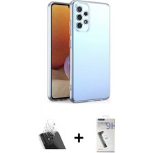 Marsilyan™- Galaxy A32 Kılıf Zirve Doku - Şeffaf Uv Polymer Nano Ekran Koruyucu + Şeffaf Kamera Lens Koruma Cam