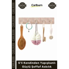 Carlburn #askılık Banyo Mutfak Kapı Arkası Duvar Askı Seti 5'li Kendinden Yapışkanlı Güçlü Şeffaf Askılık