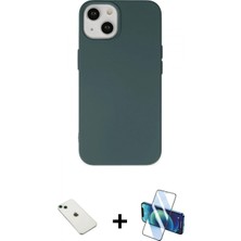 Pileli Store Pilelistore™ iPhone 14 Kılıf Ahenk Serisi - Siyah 3D Antistatik Cam Ekran Koruyucu + Diamond Kamera Lens - Yl