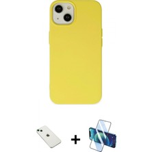 Pileli Store Pilelistore™ iPhone 14 Kılıf Ahenk Serisi - Siyah 3D Antistatik Cam Ekran Koruyucu + Diamond Kamera Lens - Yl