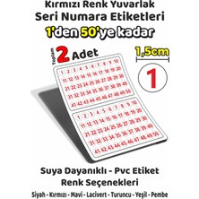 Sb Store 1'den 50'ye Kadar Yuvarlak Seri Numara Etiketleri - 1,5cm - Kırmızı Renk - Toplam 2 Adet