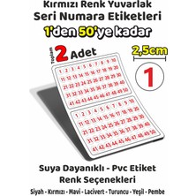 Sb Store 1'den 50'ye Kadar Yuvarlak Seri Numara Etiketleri - 2,5cm - Kırmızı Renk - Toplam 2 Adet