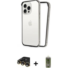 Marsilyan™- iPhone 14 Pro Kılıf Pusula Asil Koleksiyonu - Siyah Joko Magic 5d Hayalet Cam + Gold Raze Metal Kamera Lens