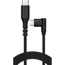 Xonect Typec To Typec iPhone ve Samsung Için Uyumlu Hızlı Şarj ve Data Kablosu 200CM L Tipi Hasır Siyah
