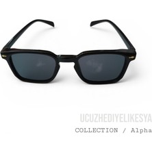 Ucuz Hediyelik Eşya Unisex Siyah Çerçeveli Geometrik Dikdörtgen Güneş Gözlüğü - UV400 Filtreli