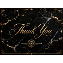 Premium Mermer Desenli Teşekkür Kartı | Gold Yaldız Görünümlü Thank You Kartı | 100 Adet