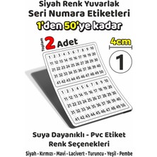 Sb Store 1'den 50'ye Kadar Yuvarlak Seri Numara Etiketleri - 4cm - Siyah Renk - Toplam 2 Adet