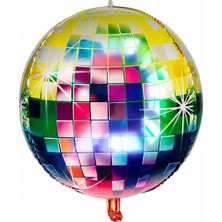 Haki Store Disko Topu Folyo Balon Renkli Yuvarlak Hologram Baskı Parti Balonu 61 cm Doğum Günü Özel Gün Süsleme Kutlama 24 Inç