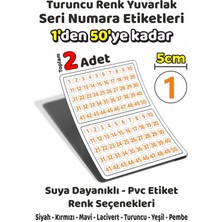 Sb Store 1'den 50'ye Kadar Yuvarlak Seri Numara Etiketleri - 5cm - Turuncu Renk - Toplam 2 Adet