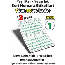 Sb Store 1'den 50'ye Kadar Yuvarlak Seri Numara Etiketleri - 3cm - Yeşil Renk - Toplam 2 Adet