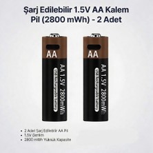Sezy Şarjlı Kalem AA Kalın Lityum Pil 1.5V AA Şarjlı Pil Type C İle Şarj Edilebilen 2800mwh