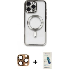 Marsilyan™- iPhone 16 Pro Max Kılıf Nova Işık Özel Seri - Şeffaf Pasifik Cam Ekran Koruyucu + Çöl Titanyum Pers Alüminyum Kamera Lens