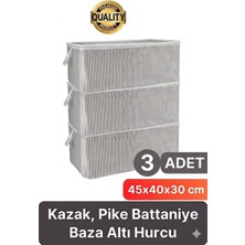 Tex Republic Alas (3 Adet) Fermuarlı Mini Boy Hurç Yastık-Yorgan-Kıyafet Düzenleyici-Fermuarlı Çizgili Gri (45*40*30 Cm)